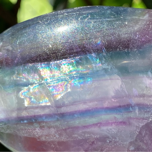 Giant Rainbow Fluorite Palm Stone - Picture 3 of 15